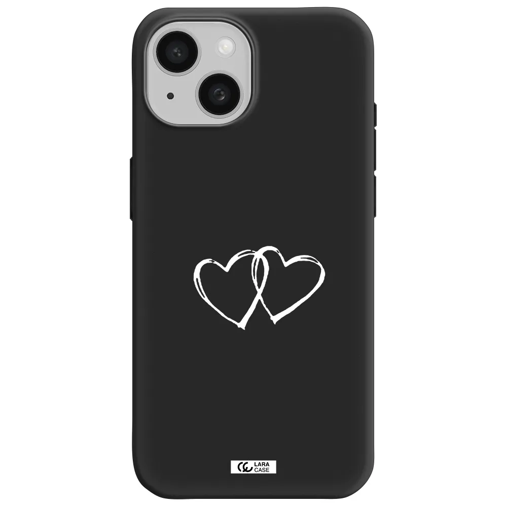 Heart Couple Apple iPhone 15 Silicone black Case