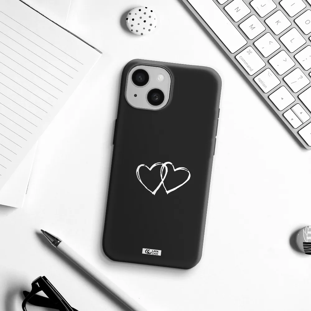Heart Couple Apple iPhone 15 Silicone black Case