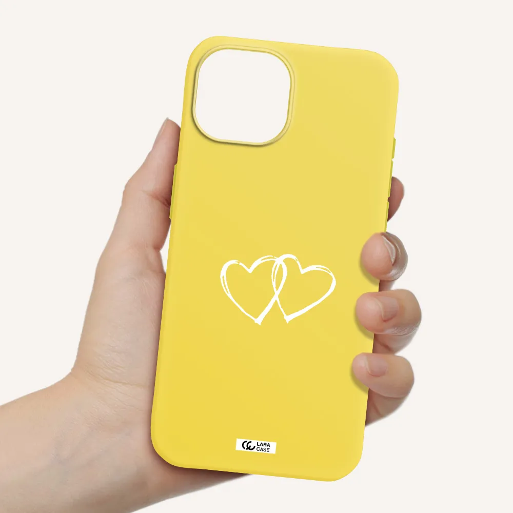 Heart Couple Apple iPhone 15 Silicone canary yellow Case