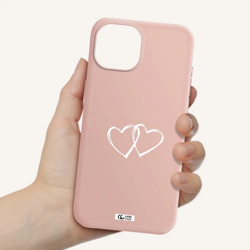 Heart Couple Apple Iphone 15 Silicone Pastel Pink Case