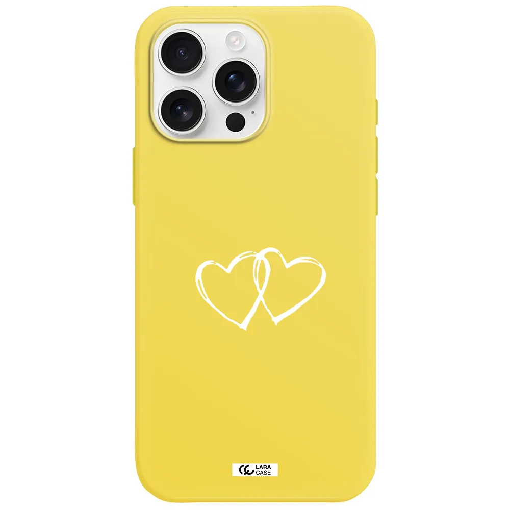 Heart Couple Apple Iphone 16 Pro Max Silicone Canary Yellow Case