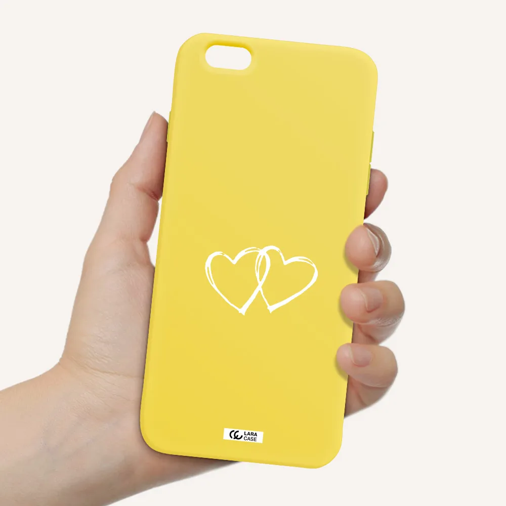 Heart Couple Apple iPhone 6 plus Silicone canary yellow Case