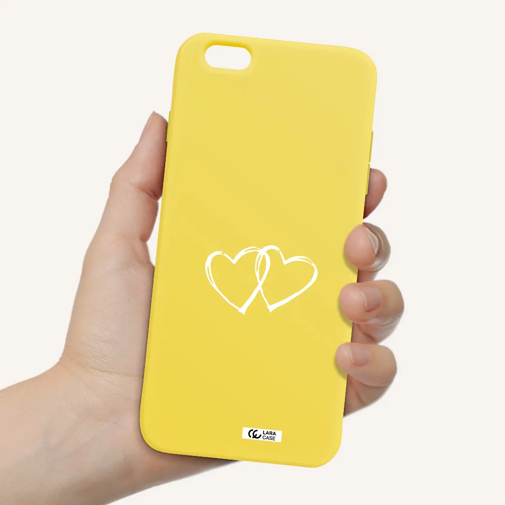 Heart Couple Apple iPhone 6 s plus Silicone canary yellow Case