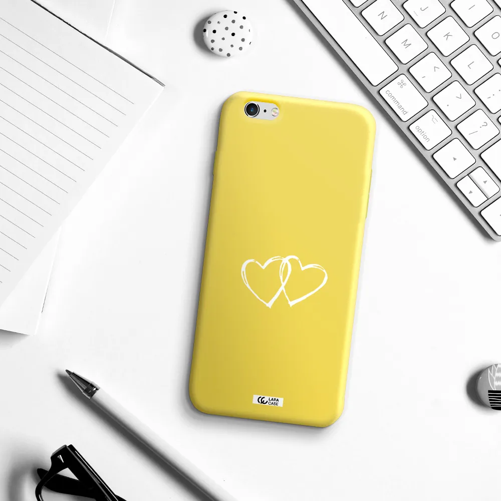 Heart Couple Apple iPhone 6 s plus Silicone canary yellow Case
