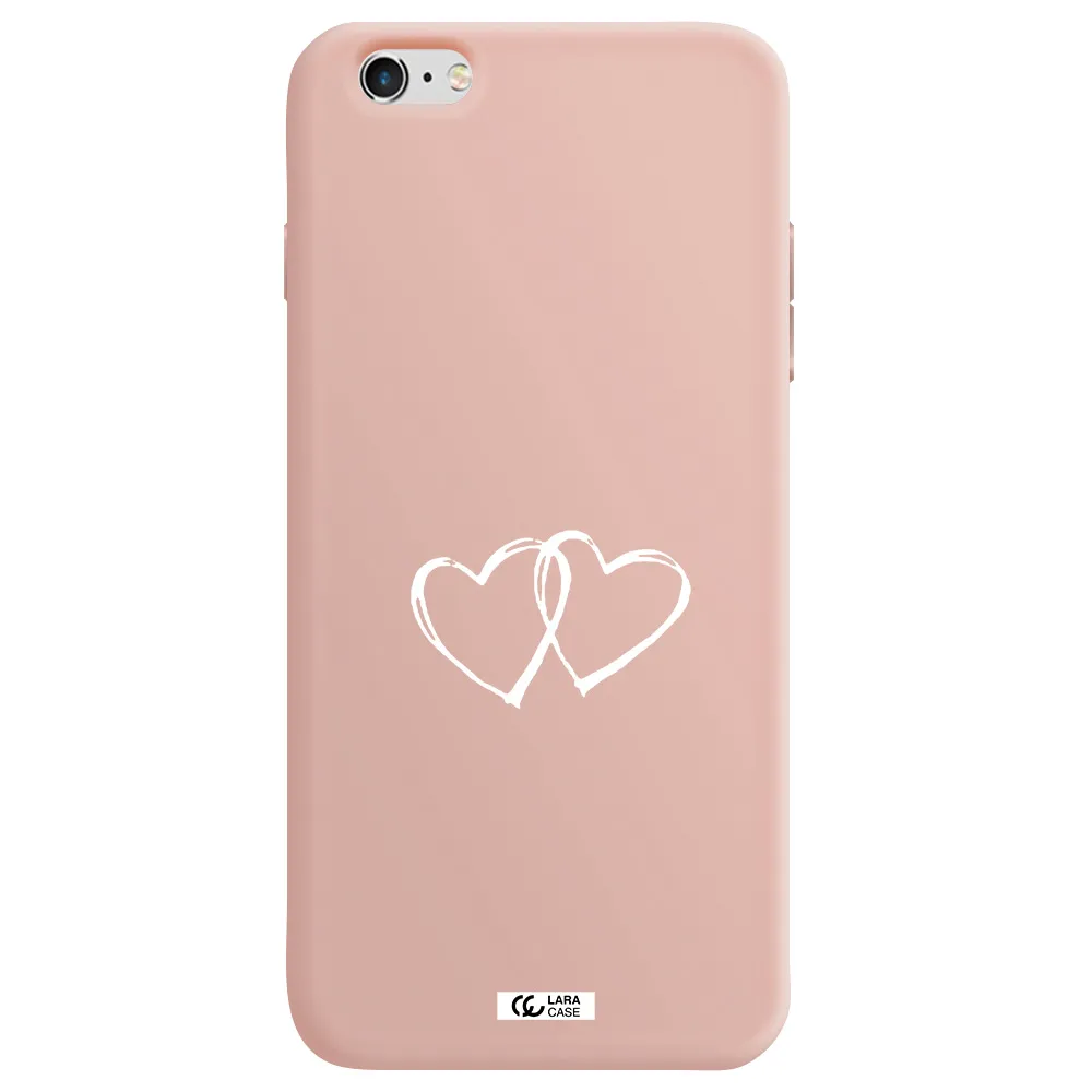 Heart Couple Apple iPhone 6 s plus Silicone pastel pink Case