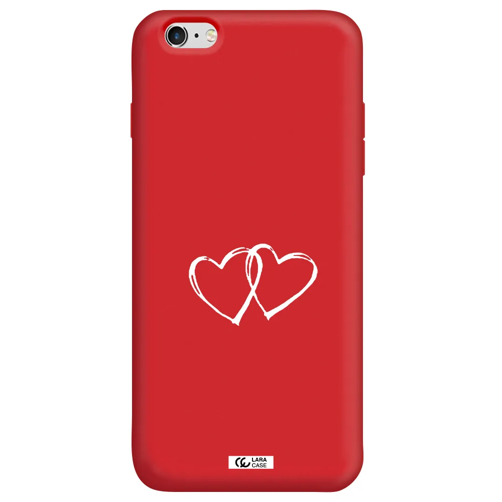 Heart Couple Apple iPhone 6S Silicone Imperial Red Case