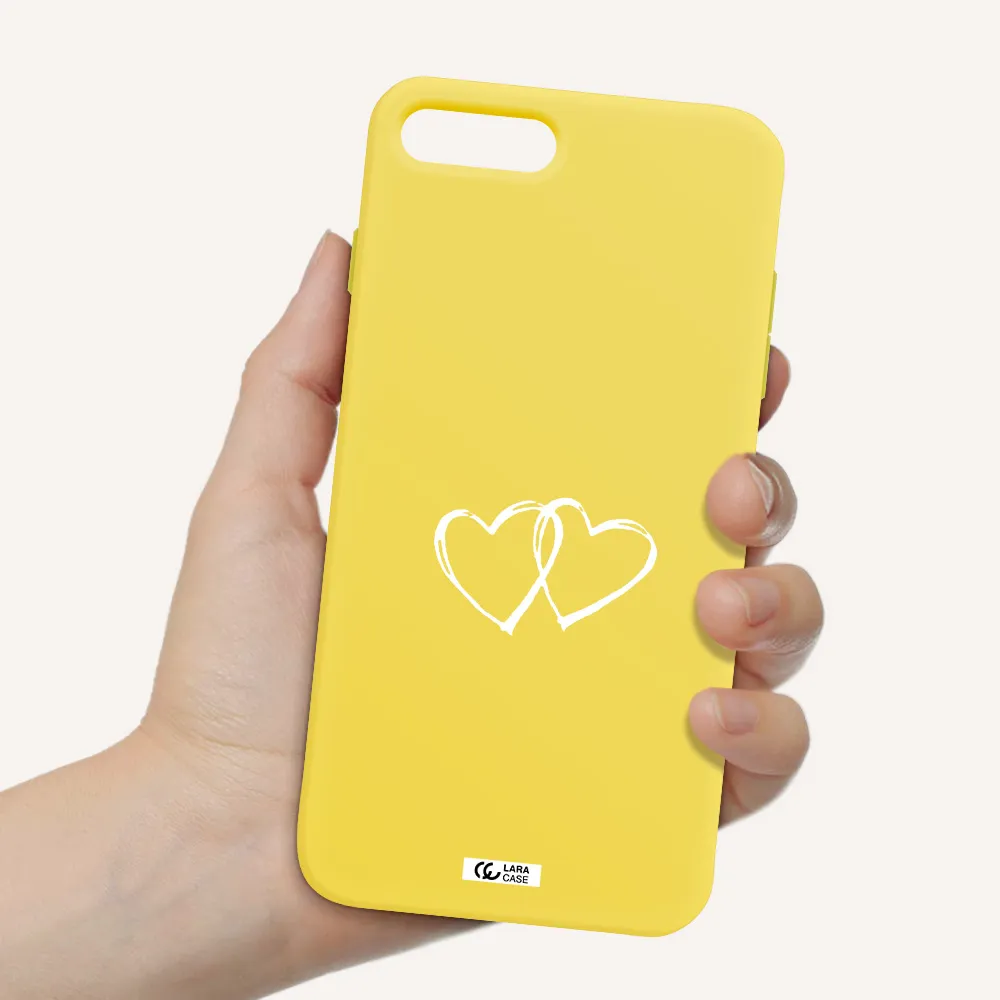 Heart Couple Apple iPhone 7 plus Silicone canary yellow Case