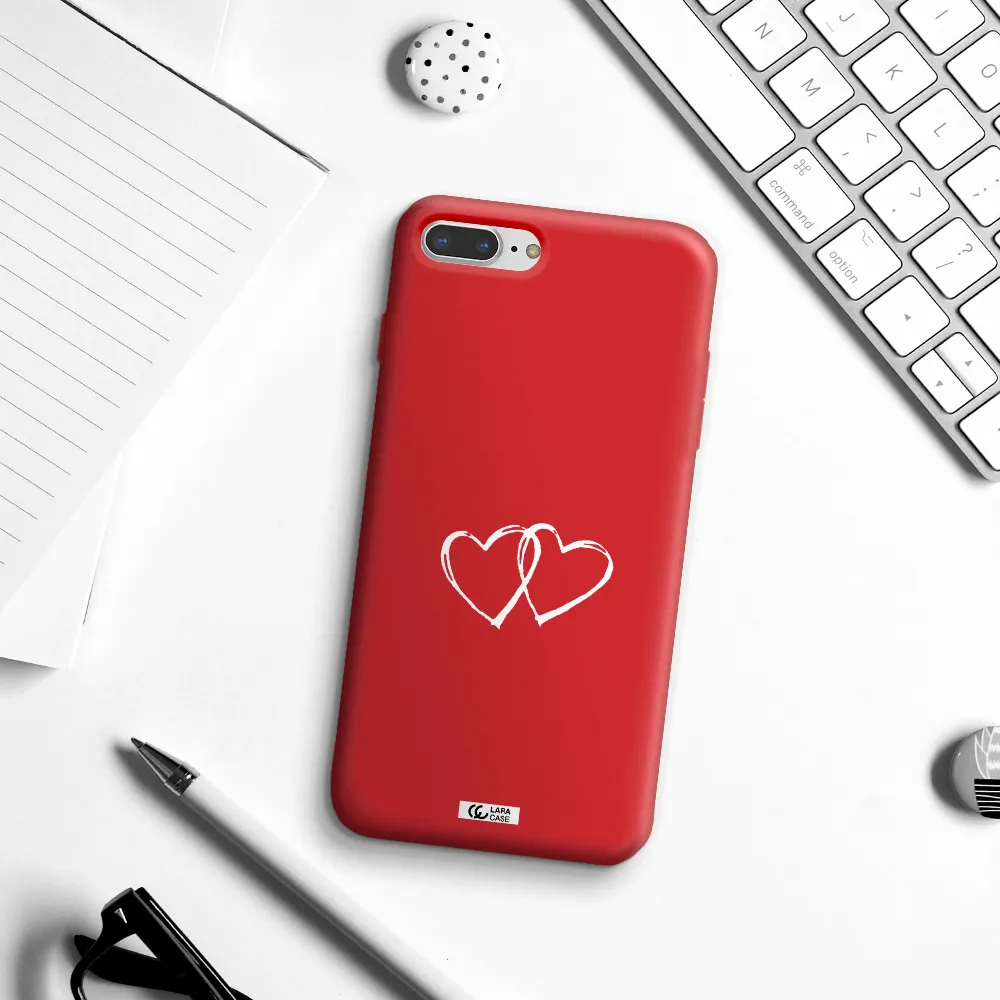 Heart Couple Apple iPhone 7 plus Silicone Imperial Red Case