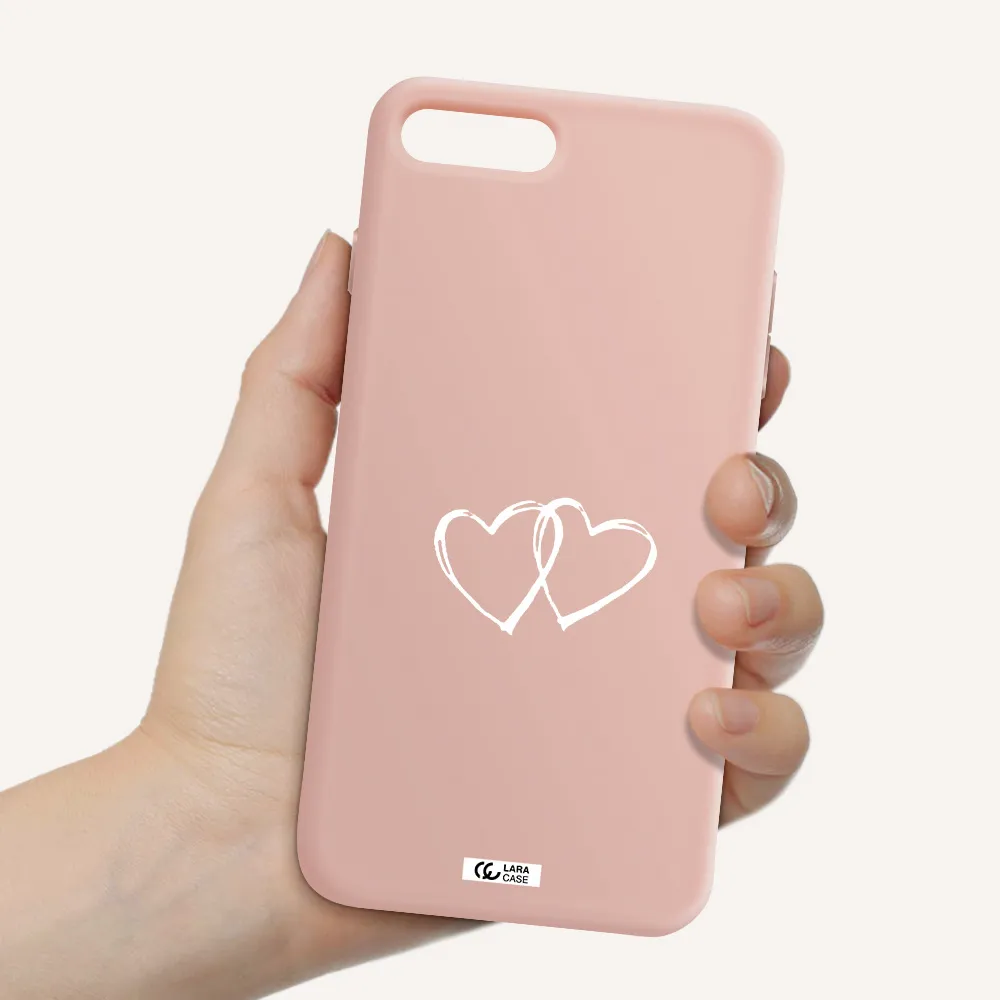 Heart Couple Apple iPhone 7 plus Silicone pastel pink Case