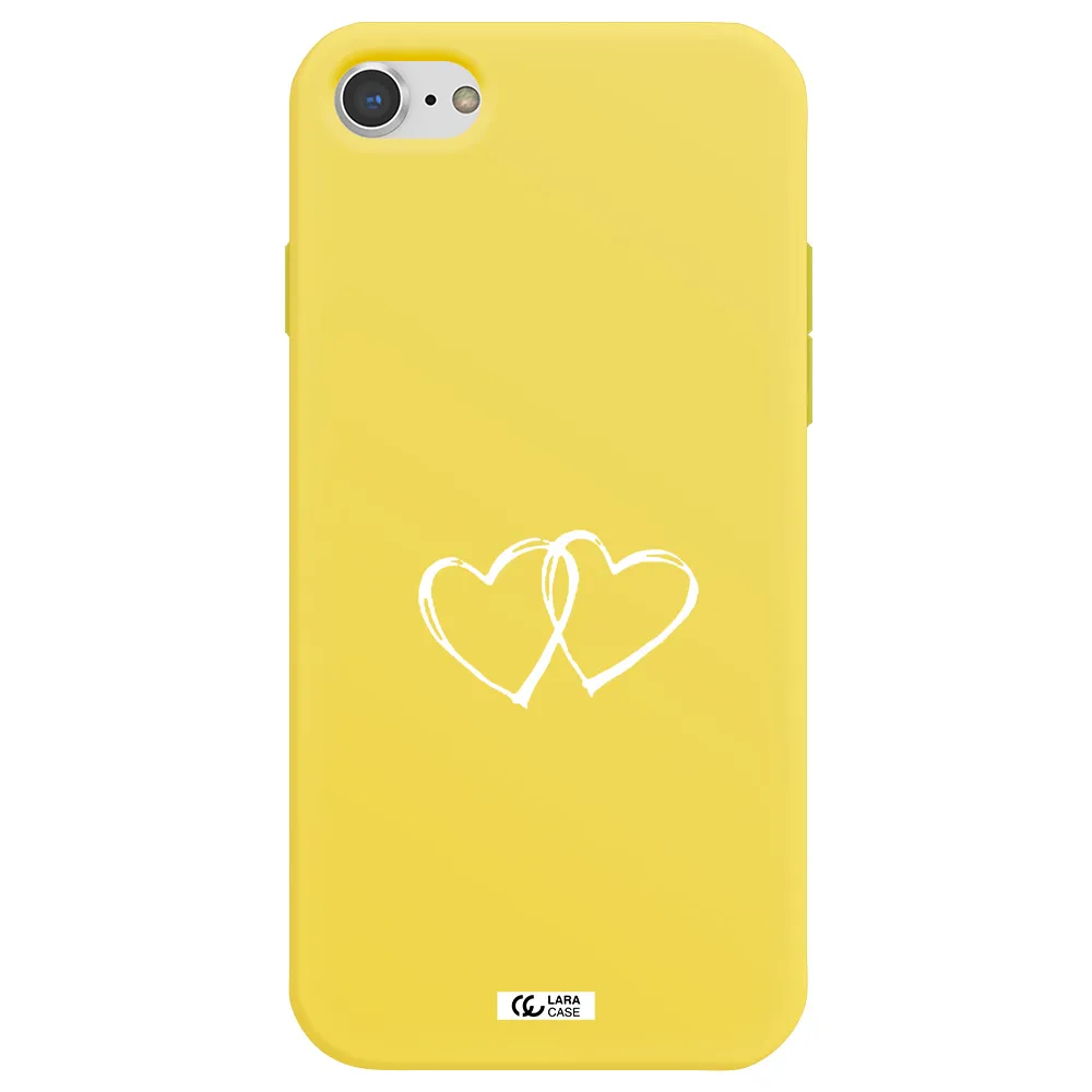 Heart Couple Apple iPhone 7 Silicone canary yellow Case