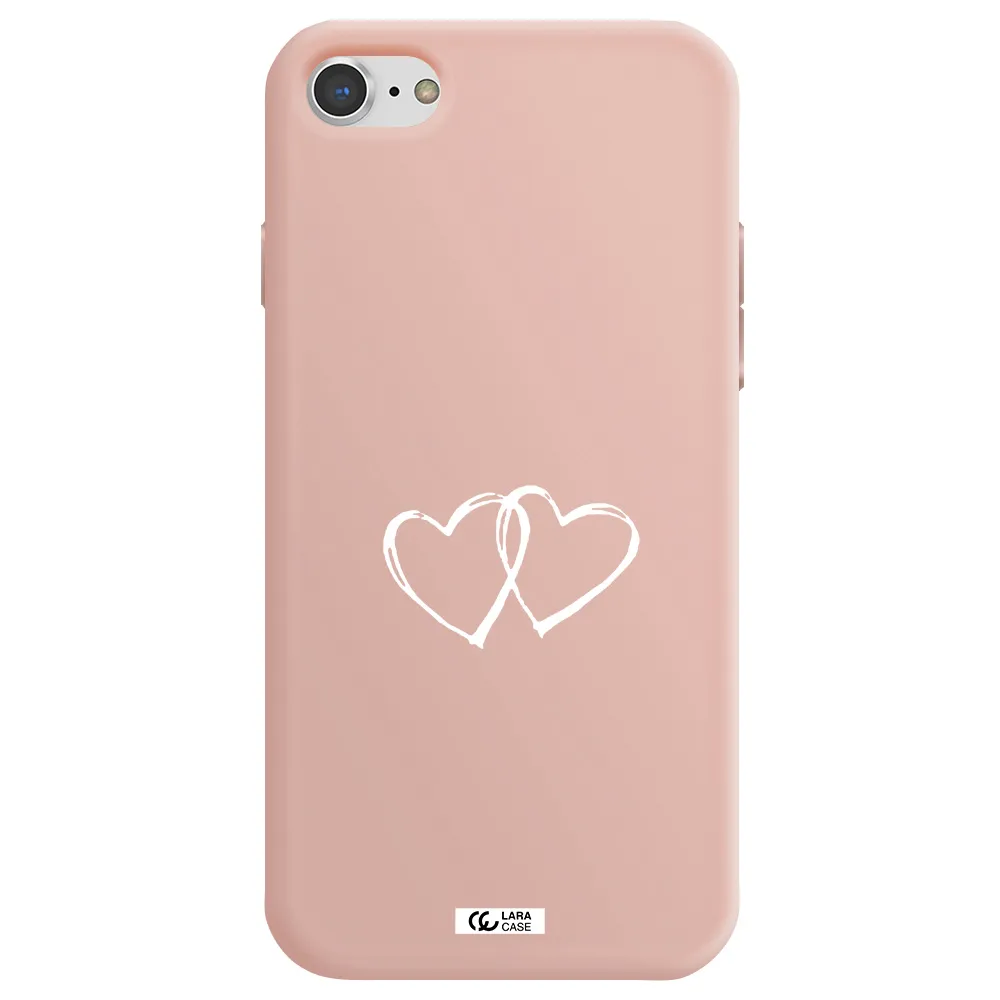 Heart Couple Apple iPhone 7 Silicone pastel pink Case