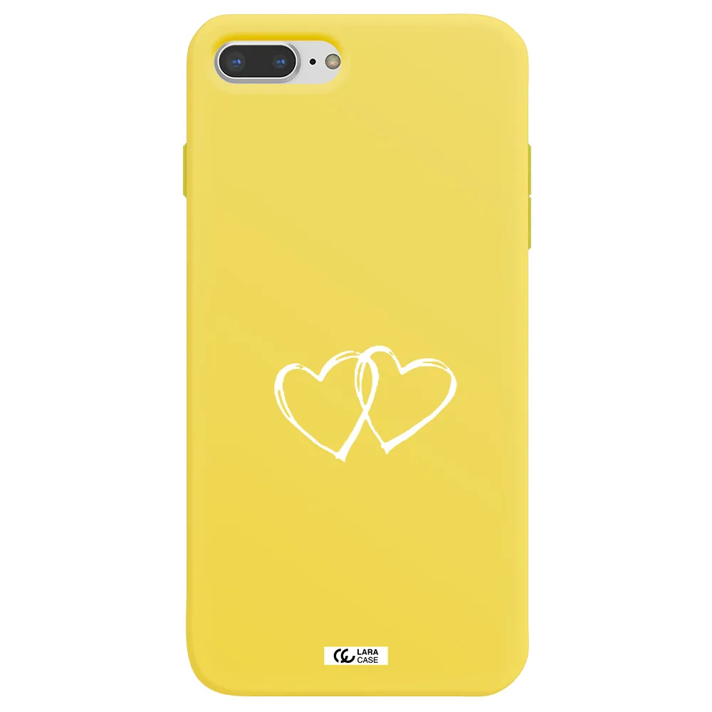 Heart Couple Apple iPhone 8 plus Silicone canary yellow Case