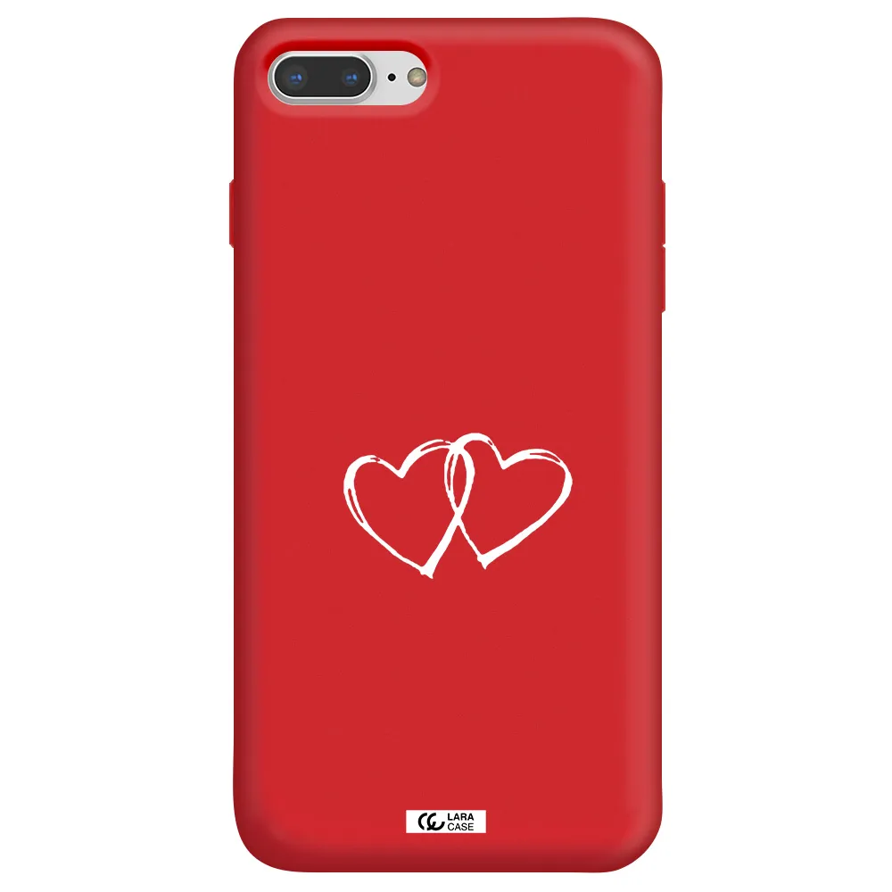Heart Couple Apple iPhone 8 plus Silicone Imperial Red Case
