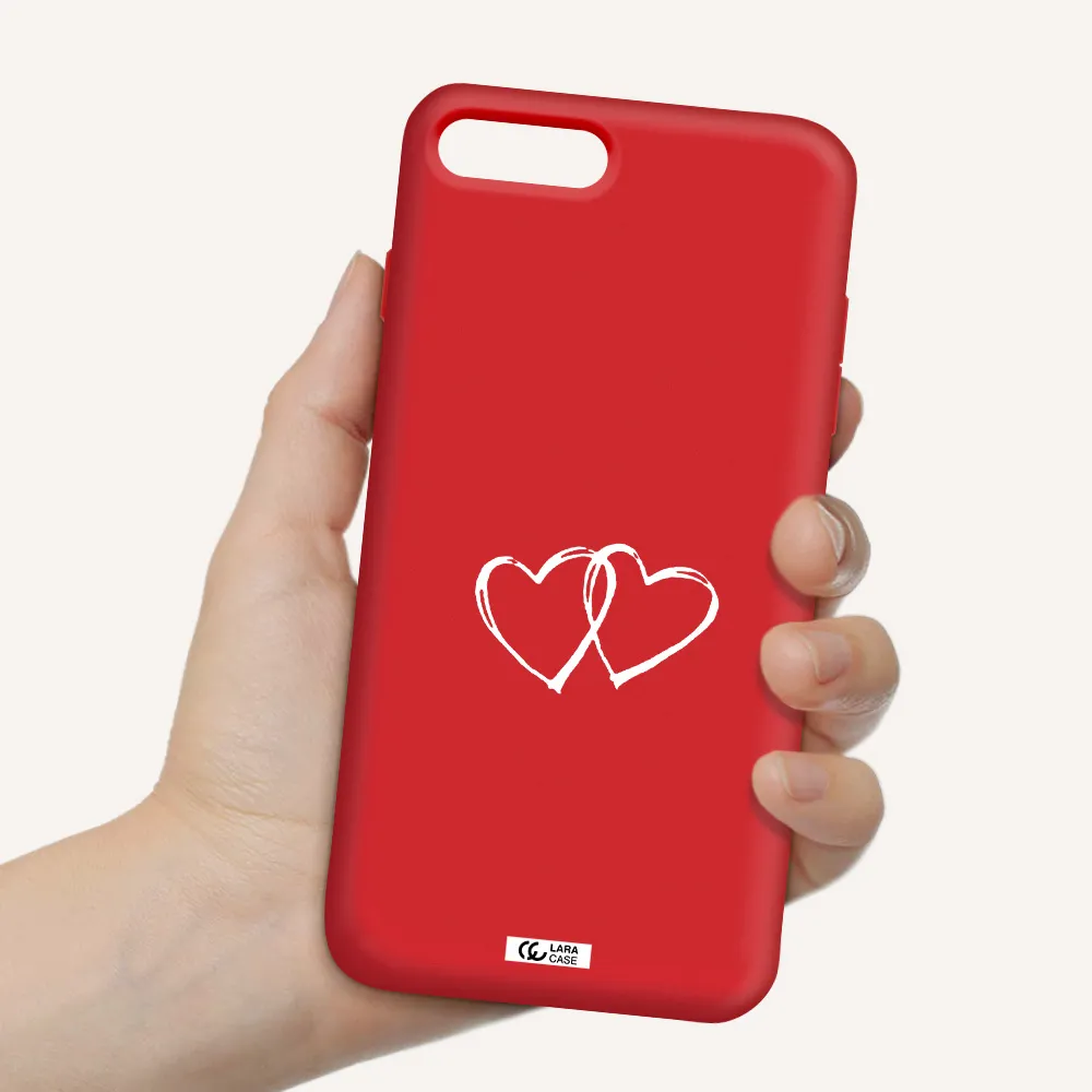 Heart Couple Apple iPhone 8 plus Silicone Imperial Red Case