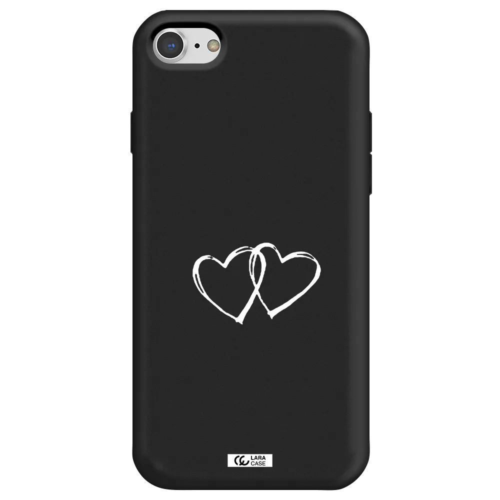 Heart Couple Apple iPhone 8 Silicone black Case