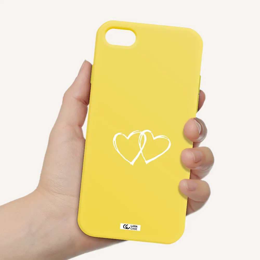 Heart Couple Apple iPhone 8 Silicone canary yellow Case