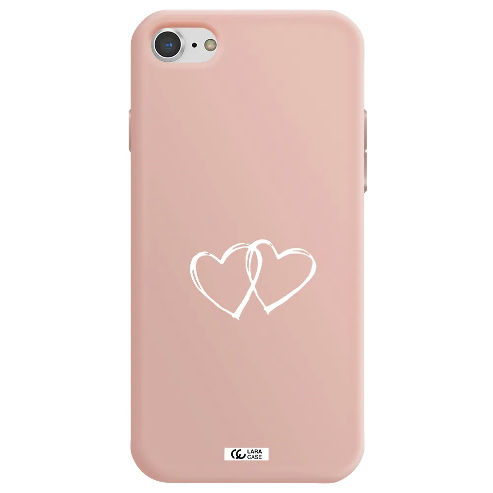 Heart Couple Apple iPhone 8 Silicone pastel pink Case