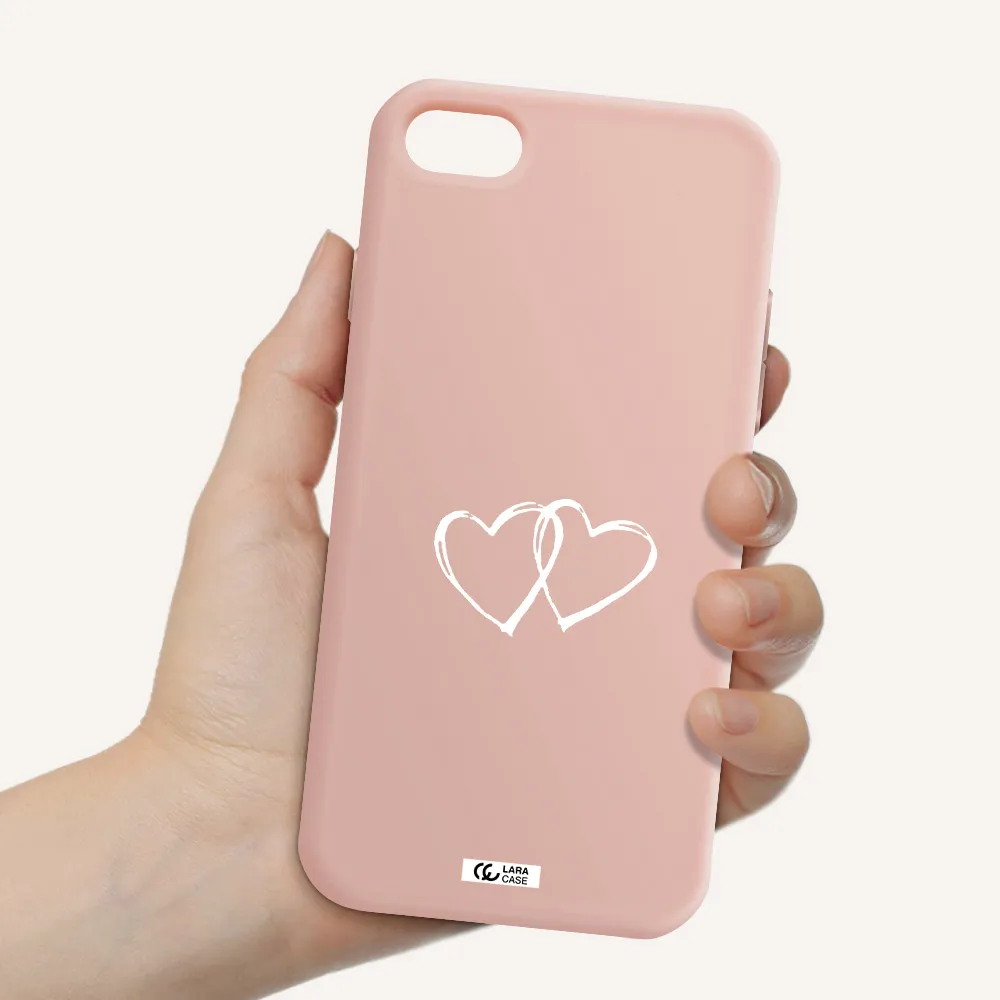 Heart Couple Apple iPhone 8 Silicone pastel pink Case