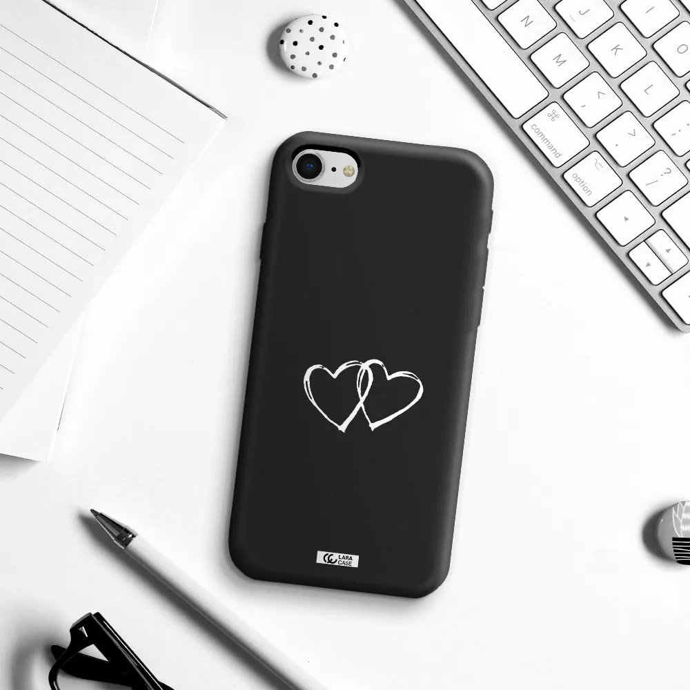 Heart Couple Apple iPhone se 2020 Silicone black Case