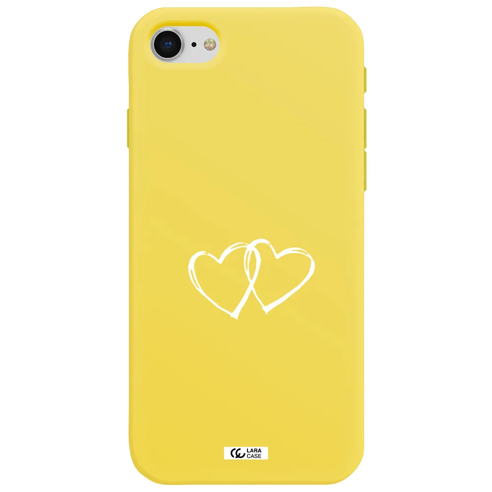 Heart Couple Apple iPhone se 2020 Silicone canary yellow Case