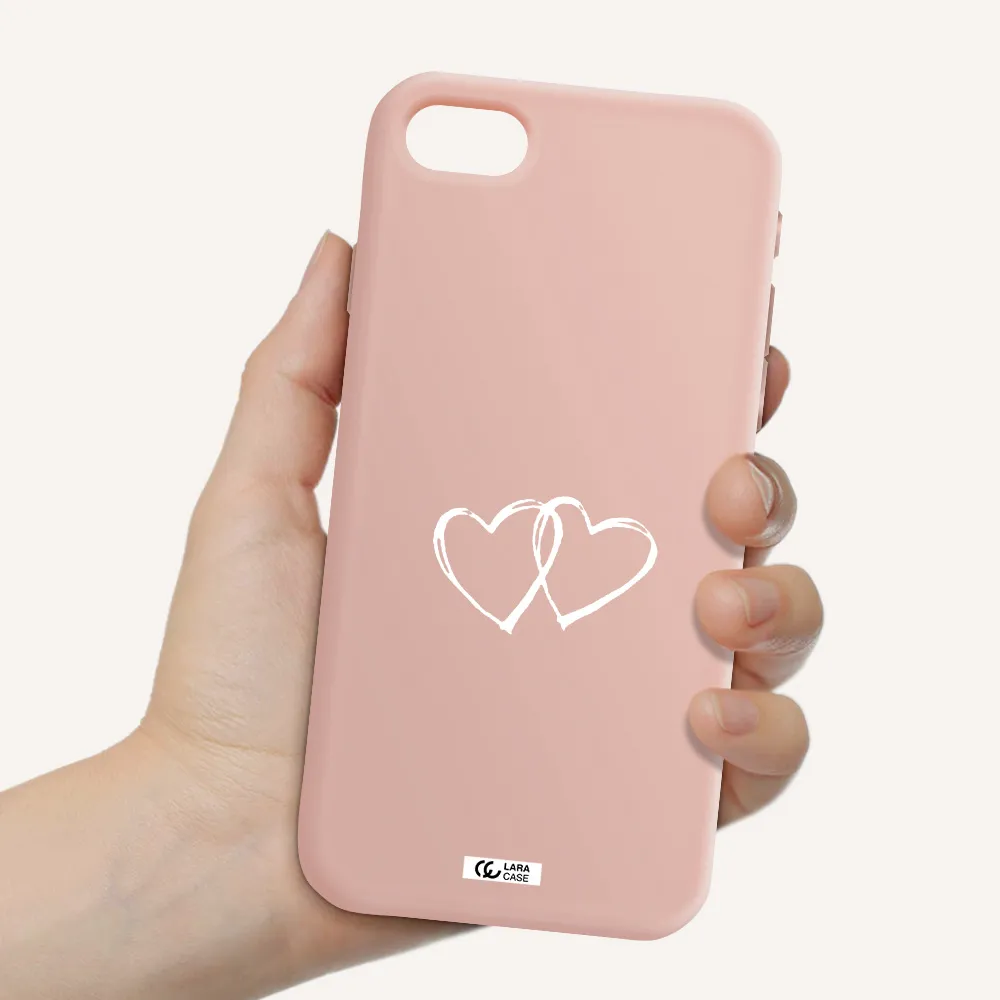 Heart Couple Apple iPhone se 2020 Silicone pastel pink Case