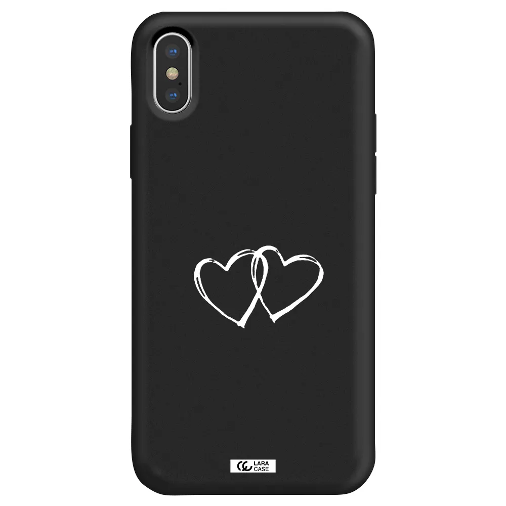 Heart Couple Apple iPhone X Silicone black Case