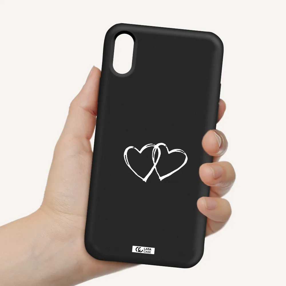 Heart Couple Apple iPhone X Silicone black Case