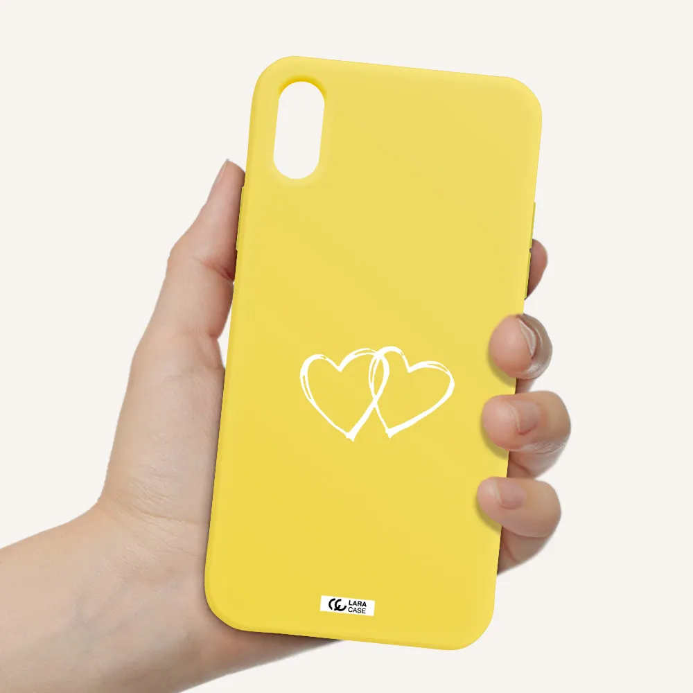 Heart Couple Apple iPhone X Silicone canary yellow Case