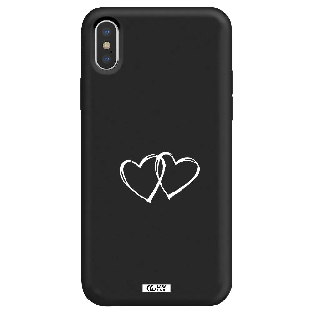 Heart Couple Apple iPhone XS Silicone black Case