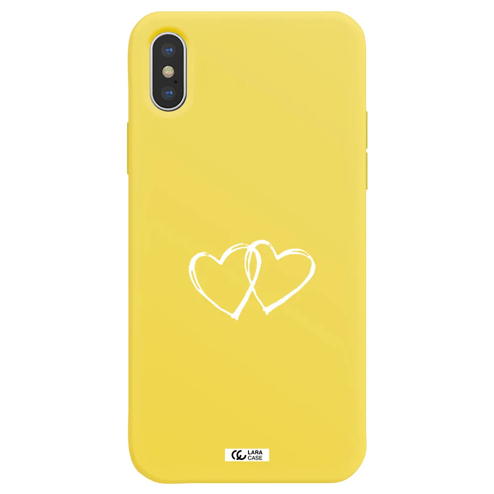 Heart Couple Apple iPhone XS Silicone canary yellow Case