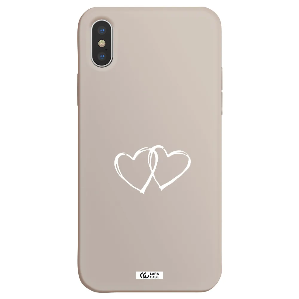 Heart Couple Apple iPhone XS Silicone Stone Case