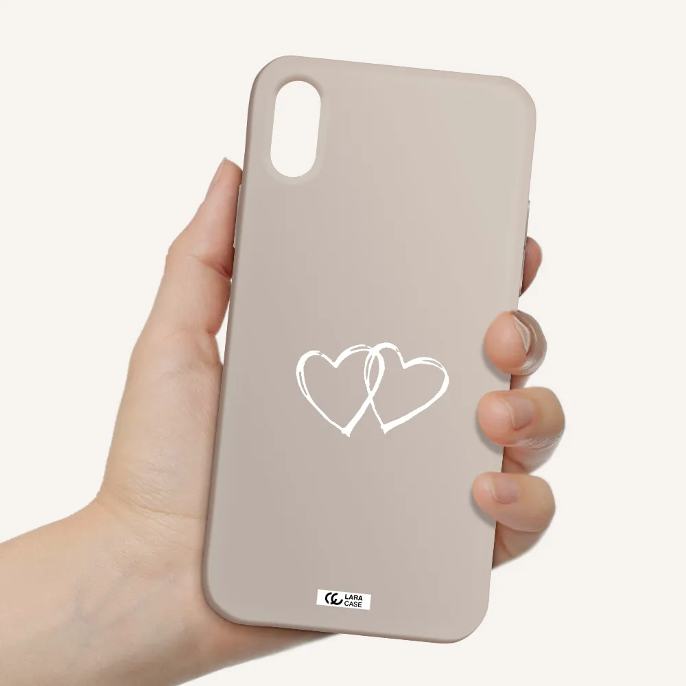 Heart Couple Apple iPhone XS Silicone Stone Case