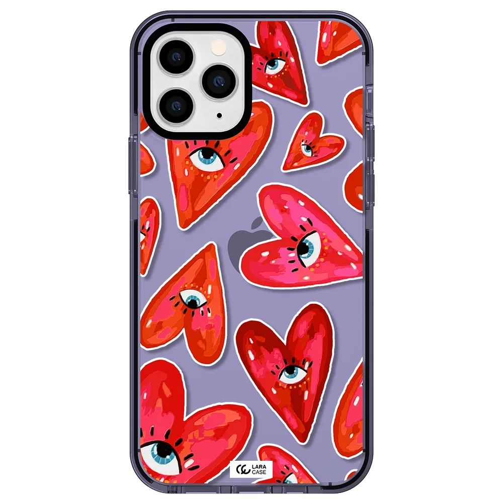 Evil Eye Heart Apple iPhone 11 pro impact Lilac Case