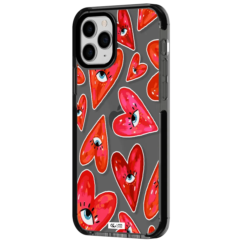 Evil Eye Heart Apple iPhone 11 pro max impact Smoke Black Case