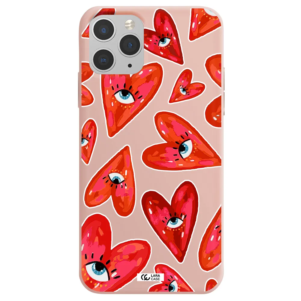 Evil Eye Heart Apple iPhone 11 pro max Silicone pastel pink Case