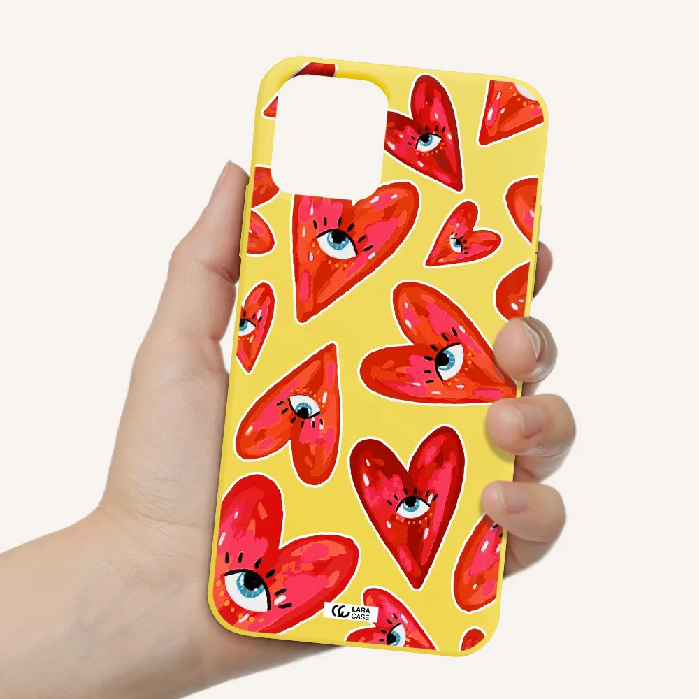Evil Eye Heart Apple iPhone 11 pro Silicone canary yellow Case
