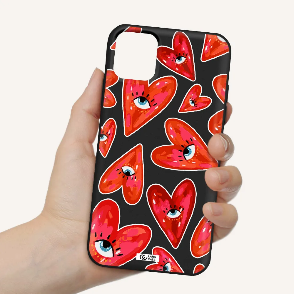Evil Eye Heart Apple iPhone 11 Silicone black Case