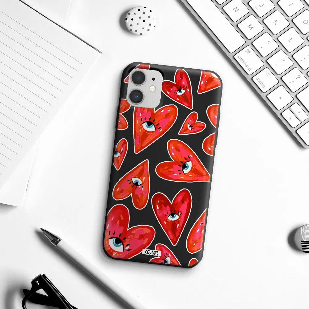 Evil Eye Heart Apple iPhone 11 Silicone black Case
