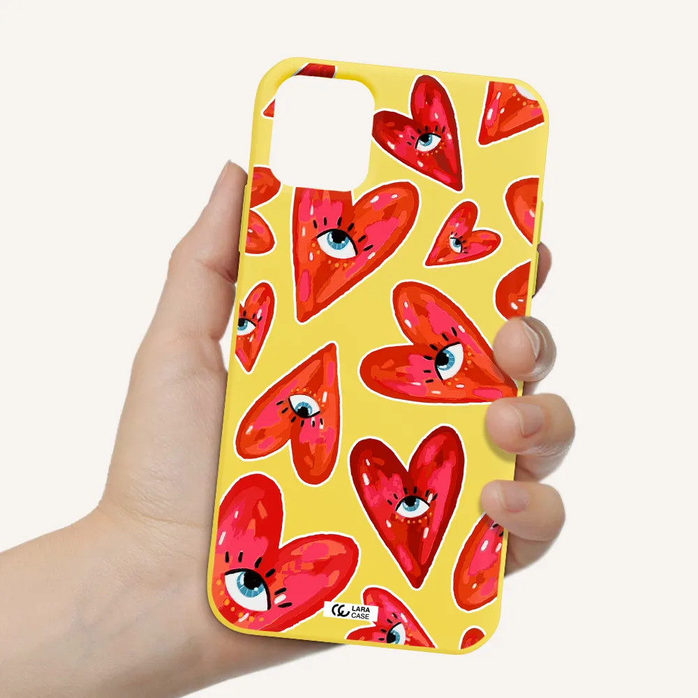 Evil Eye Heart Apple iPhone 11 Silicone canary yellow Case