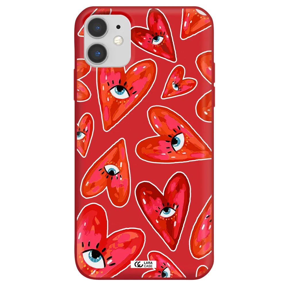 Evil Eye Heart Apple iPhone 11 Silicone Imperial Red Case
