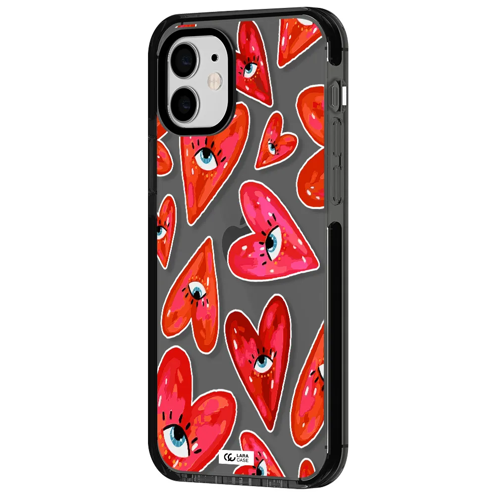 Evil Eye Heart Apple iPhone 12 impact Smoke Black Case