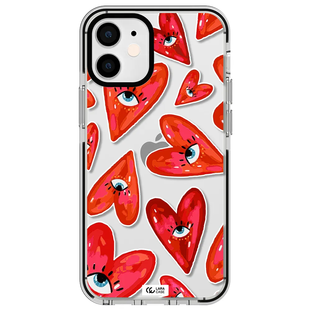 Evil Eye Heart Apple iPhone 12 mini impact black border Case