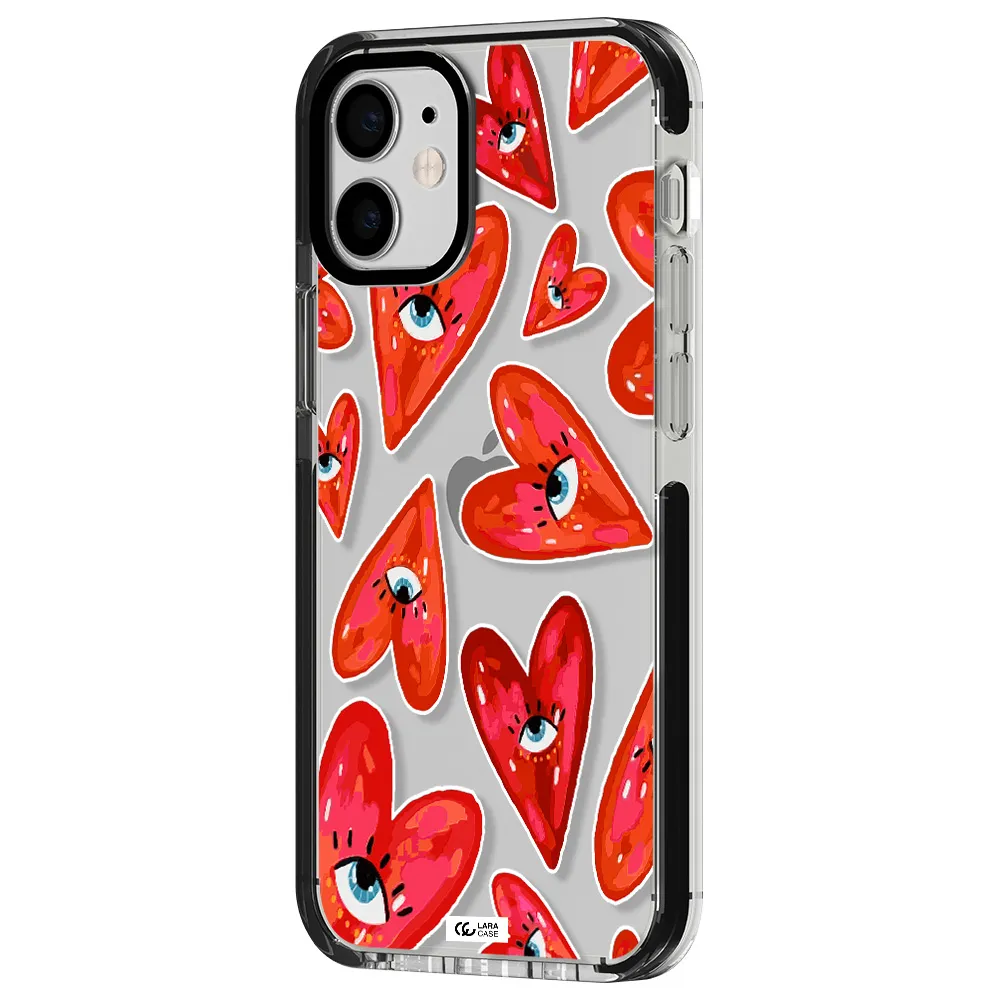 Evil Eye Heart Apple iPhone 12 mini impact black border Case