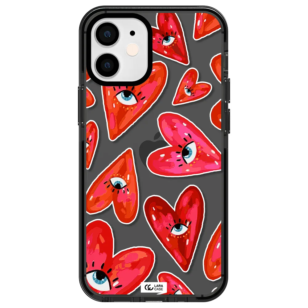 Evil Eye Heart Apple iPhone 12 mini impact Smoke Black Case
