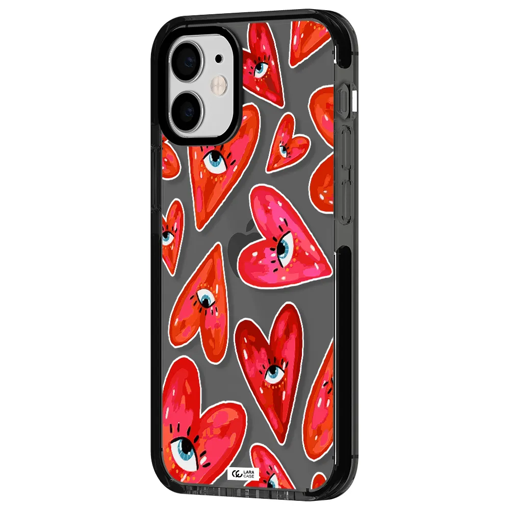 Evil Eye Heart Apple iPhone 12 mini impact Smoke Black Case