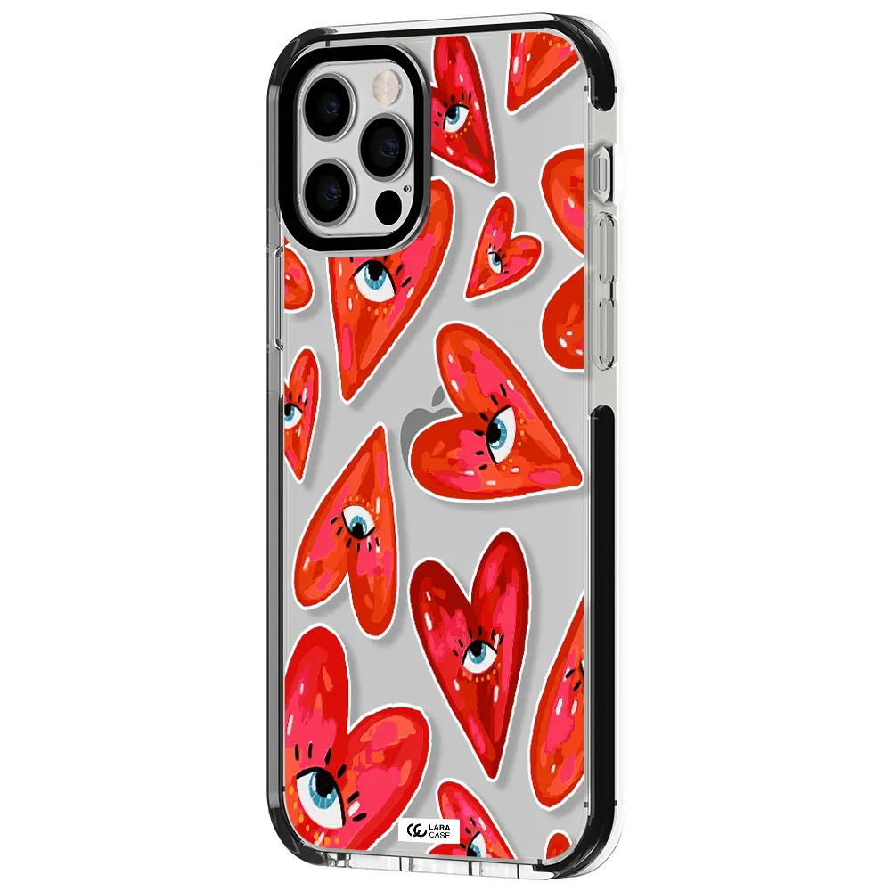 Evil Eye Heart Apple iPhone 12 pro impact black border Case