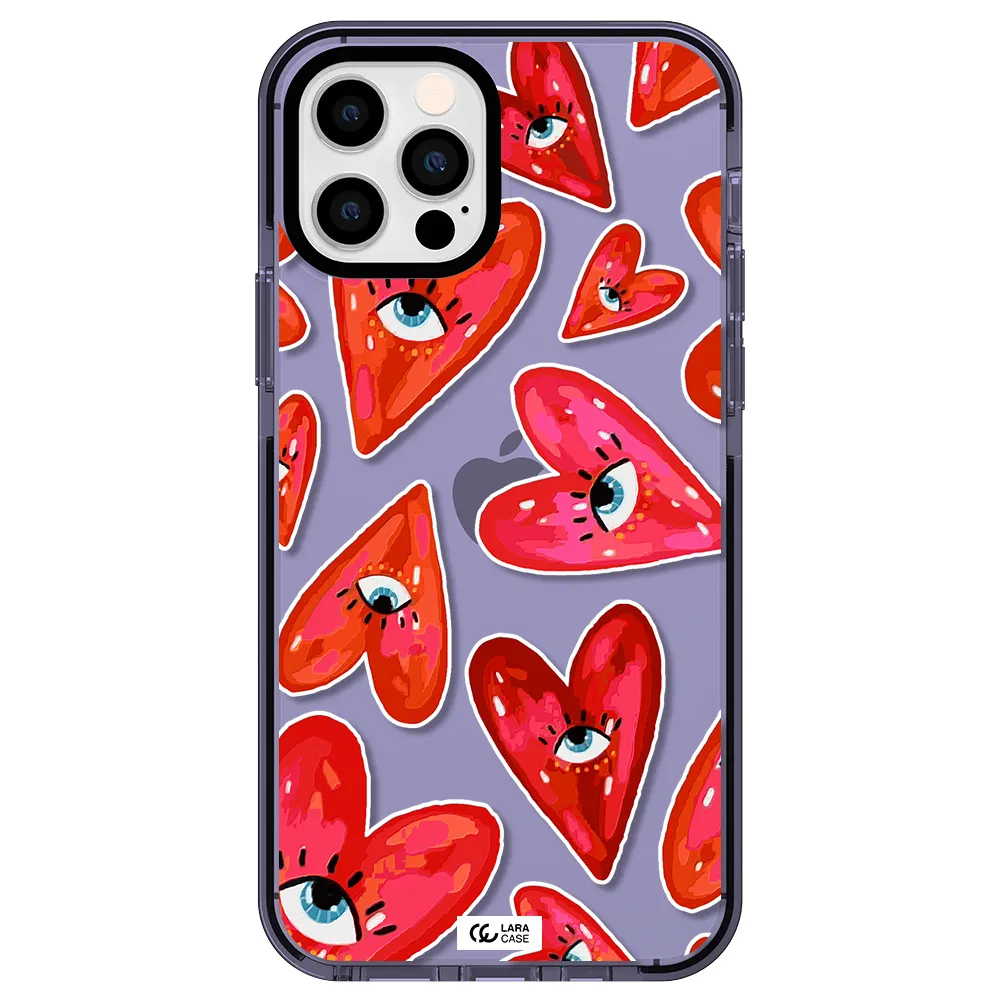 Evil Eye Heart Apple iPhone 12 pro impact Lilac Case