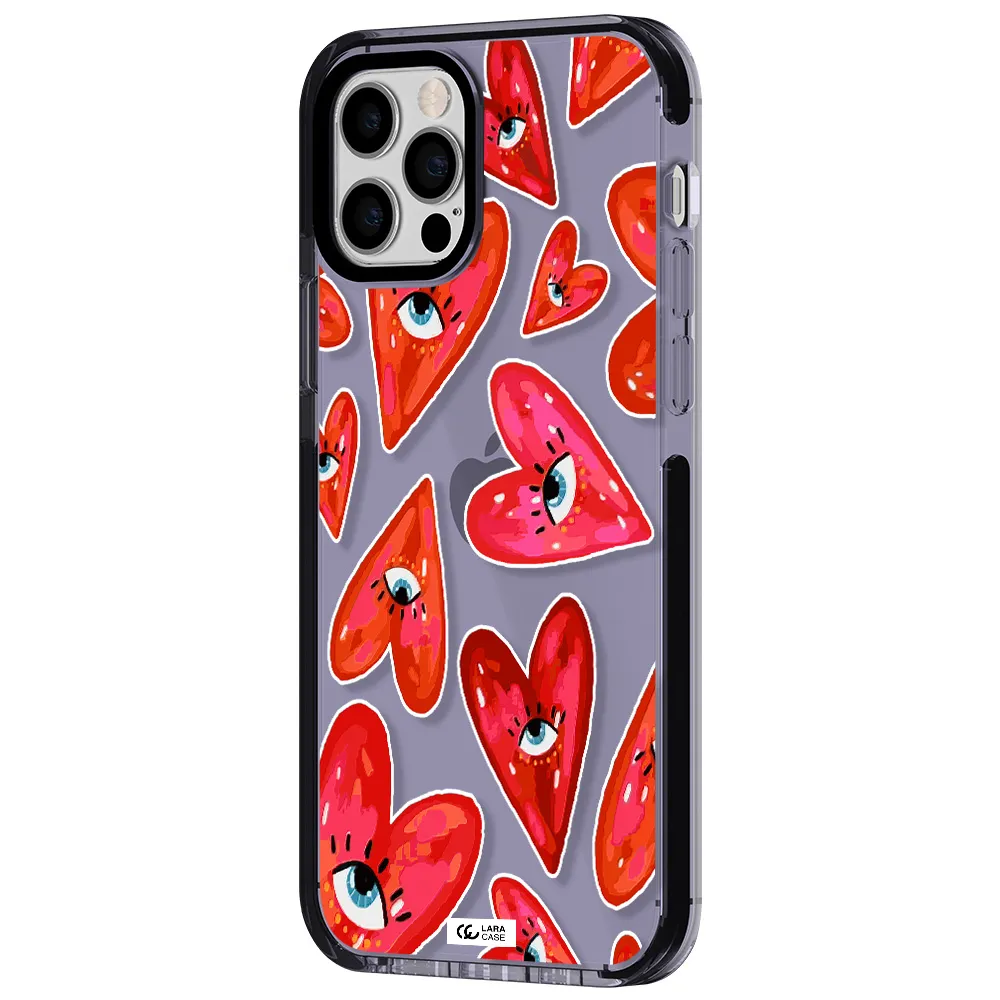 Evil Eye Heart Apple iPhone 12 pro impact Lilac Case