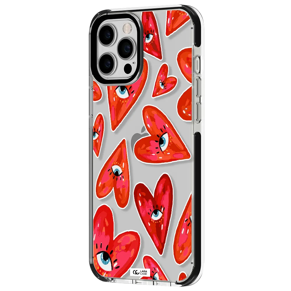 Evil Eye Heart Apple iPhone 12 pro max impact black border Case