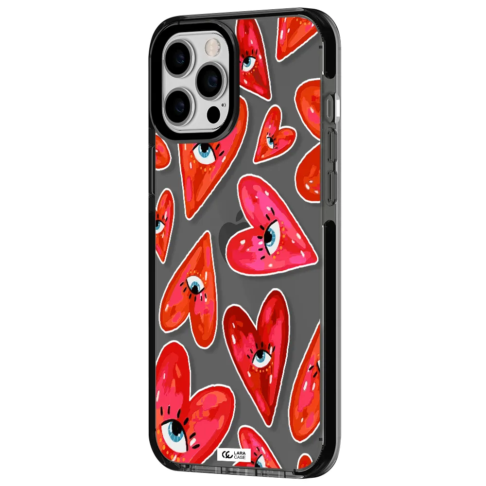 Evil Eye Heart Apple iPhone 12 pro max impact Smoke Black Case
